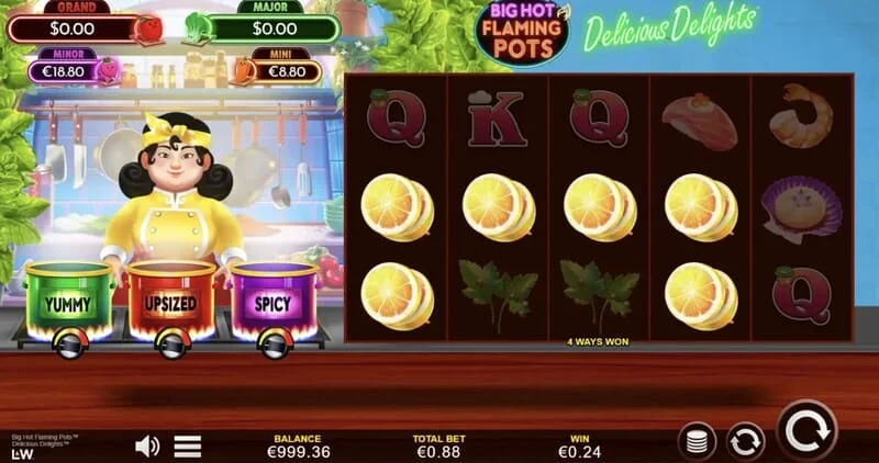 Big Hot Flaming Pots Delicious Delights – víťazná kombinácia v základnej hre